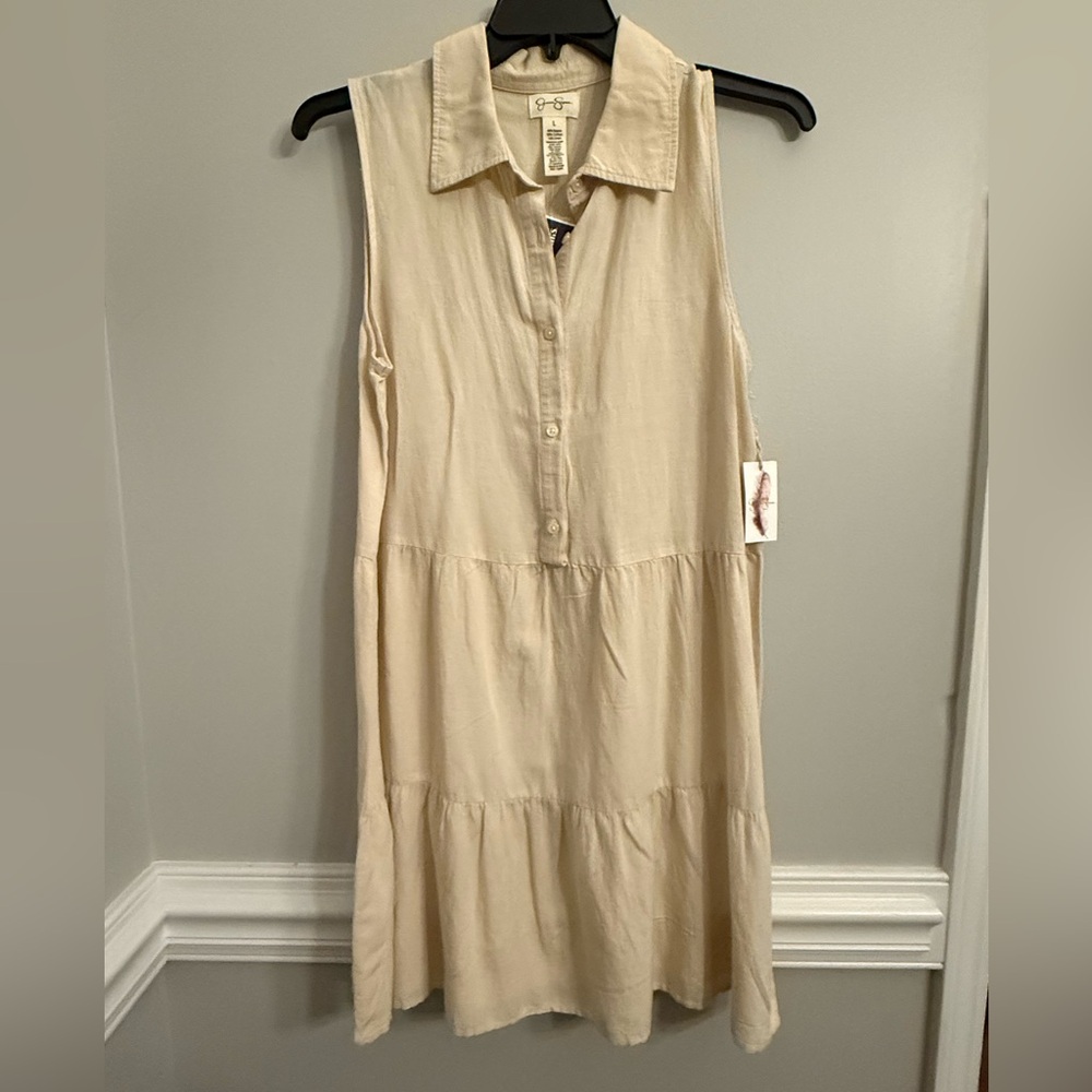 Jessica Simpson sleeveless linen dress, NWT, cream, large